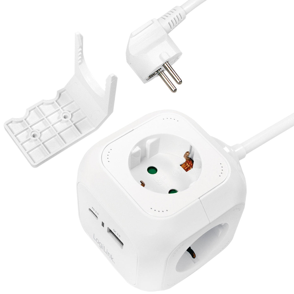 Logilink Power Cube Multi-Grenuttag + Usb-A/Usb-C Pd 20W