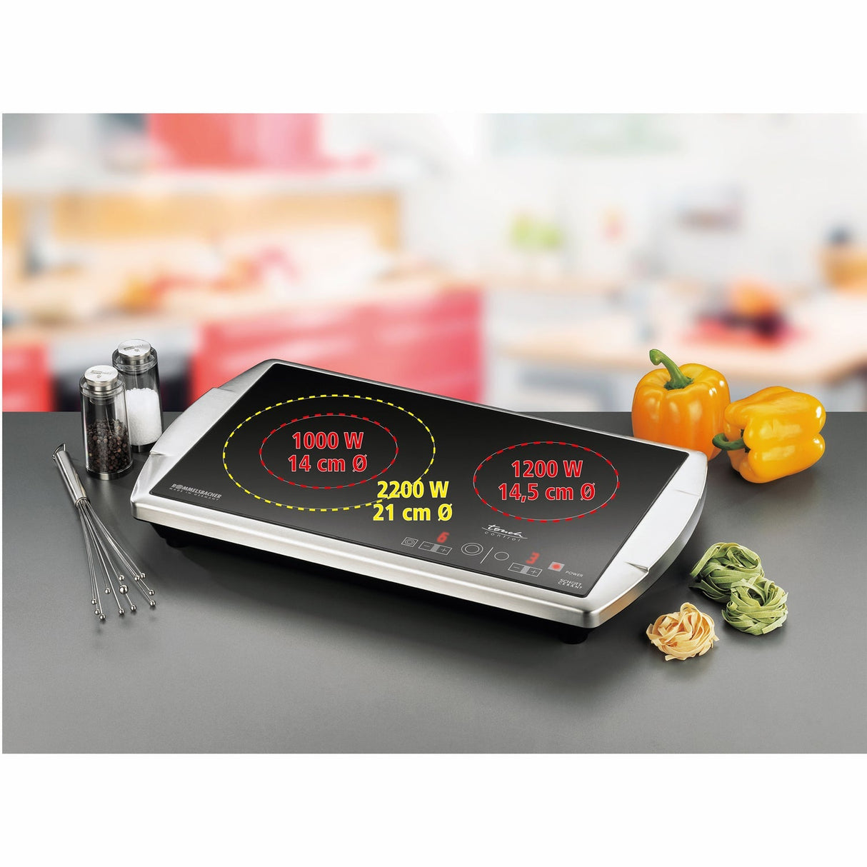 Rommelsbacher Kokplatta Dubbel High Light Ct 3403/Tc Schott Ceran® Touch Control