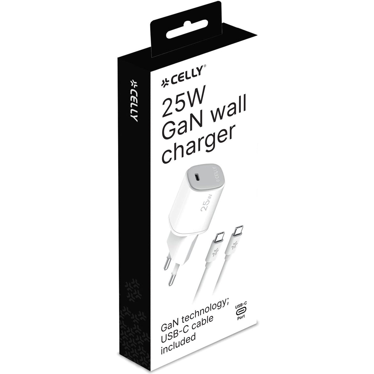 Celly USB-laddare GaN 1 x USB-C PD 25W + USB-C-kabel