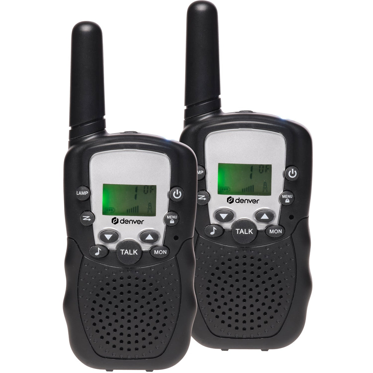 Denver Walkie Talkie Två handenheter Åtta kanaler WTA-449 Svart