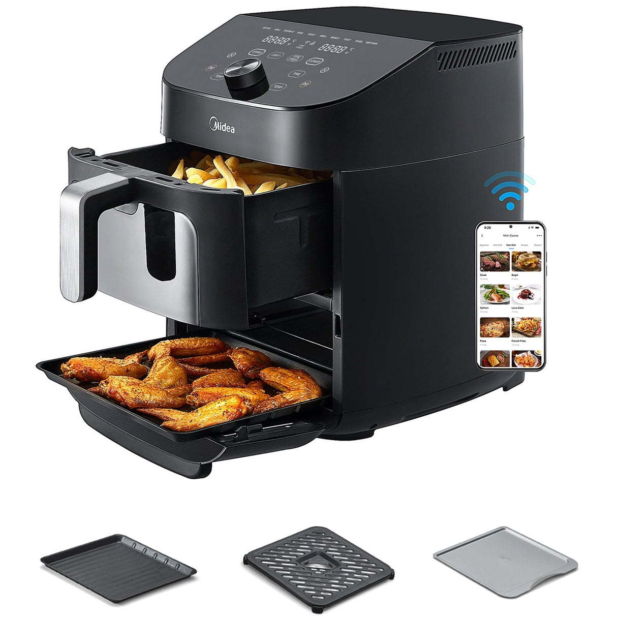 Midea Airfryer 2 I 1 Kombination Med Ugn 6,4 + 4,4 Liter