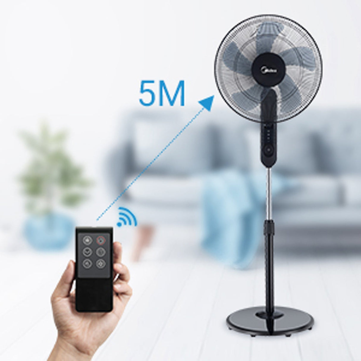 Midea Golvfläkt 3 Hastigheter Och Fjärrkontroll, Svart