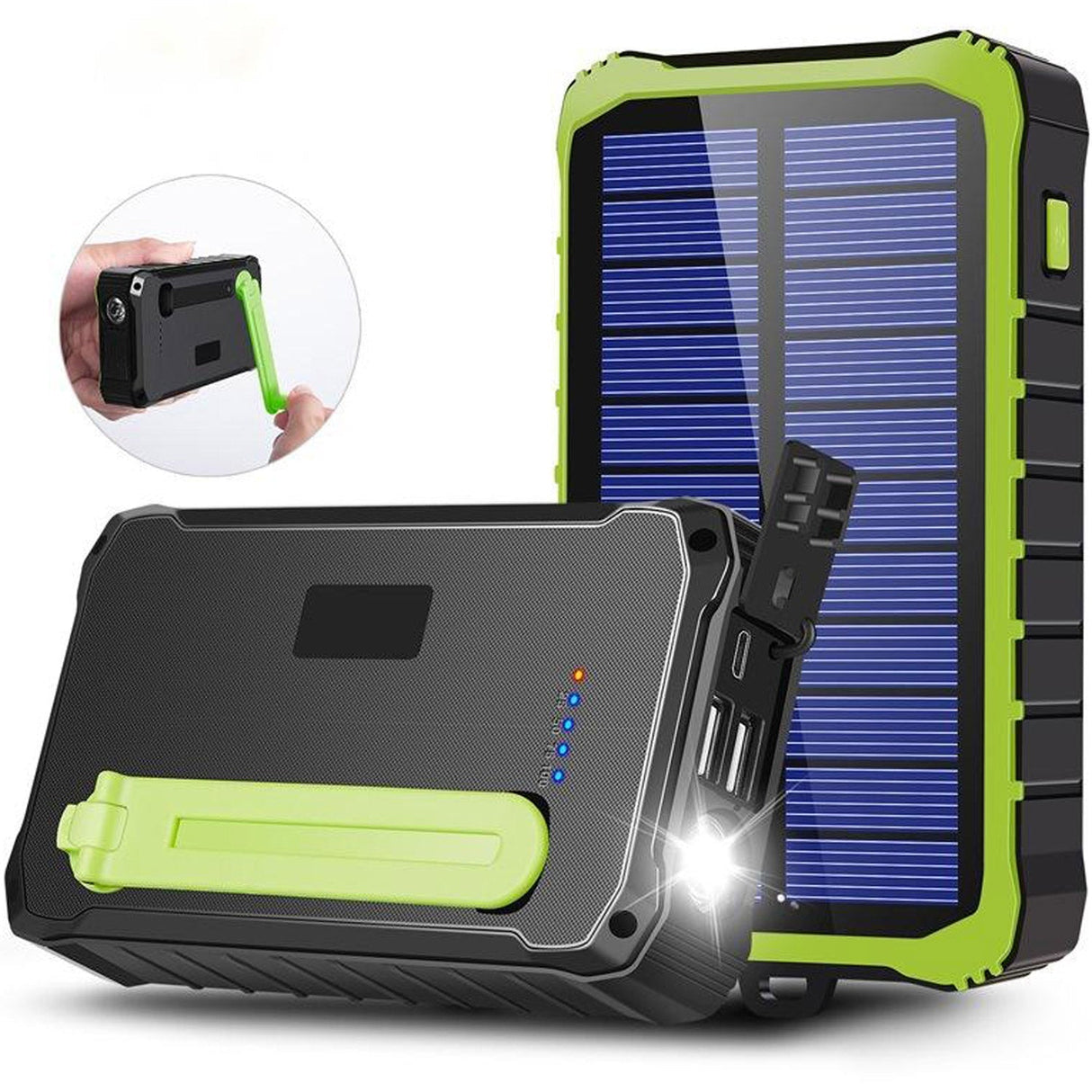 Denver PowerBank 10.000 mAh Solcell Vev Svart/Grön