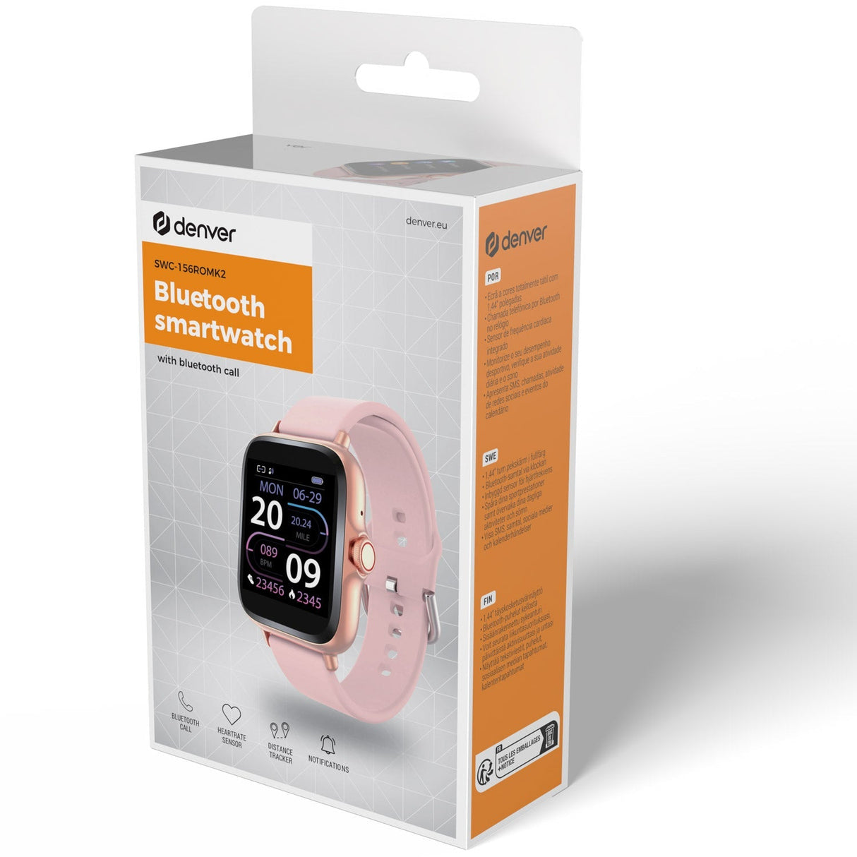 Denver SmartWatch 1,44" display Hjärtsensor Rosa