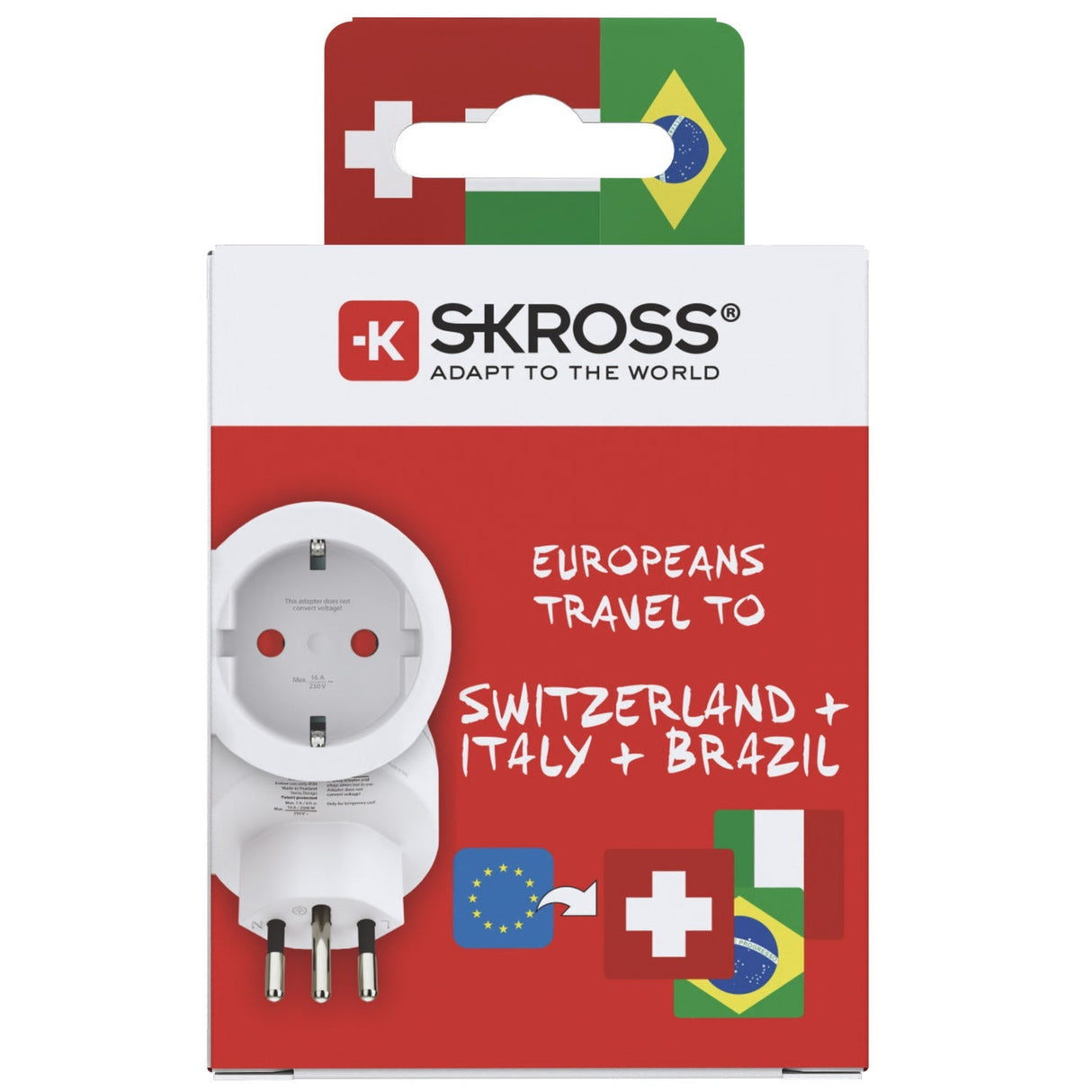 SKROSS Reseadapter – Europa till Schweiz/Italien/Brasilien Jordad