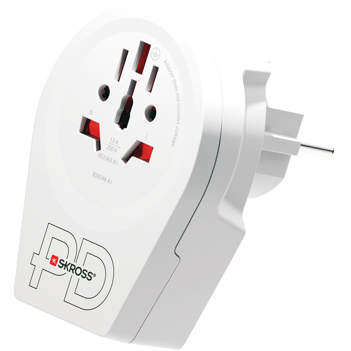 SKROSS Reseadapter Världen till Europa USB-A/USB-C 20W Jordad