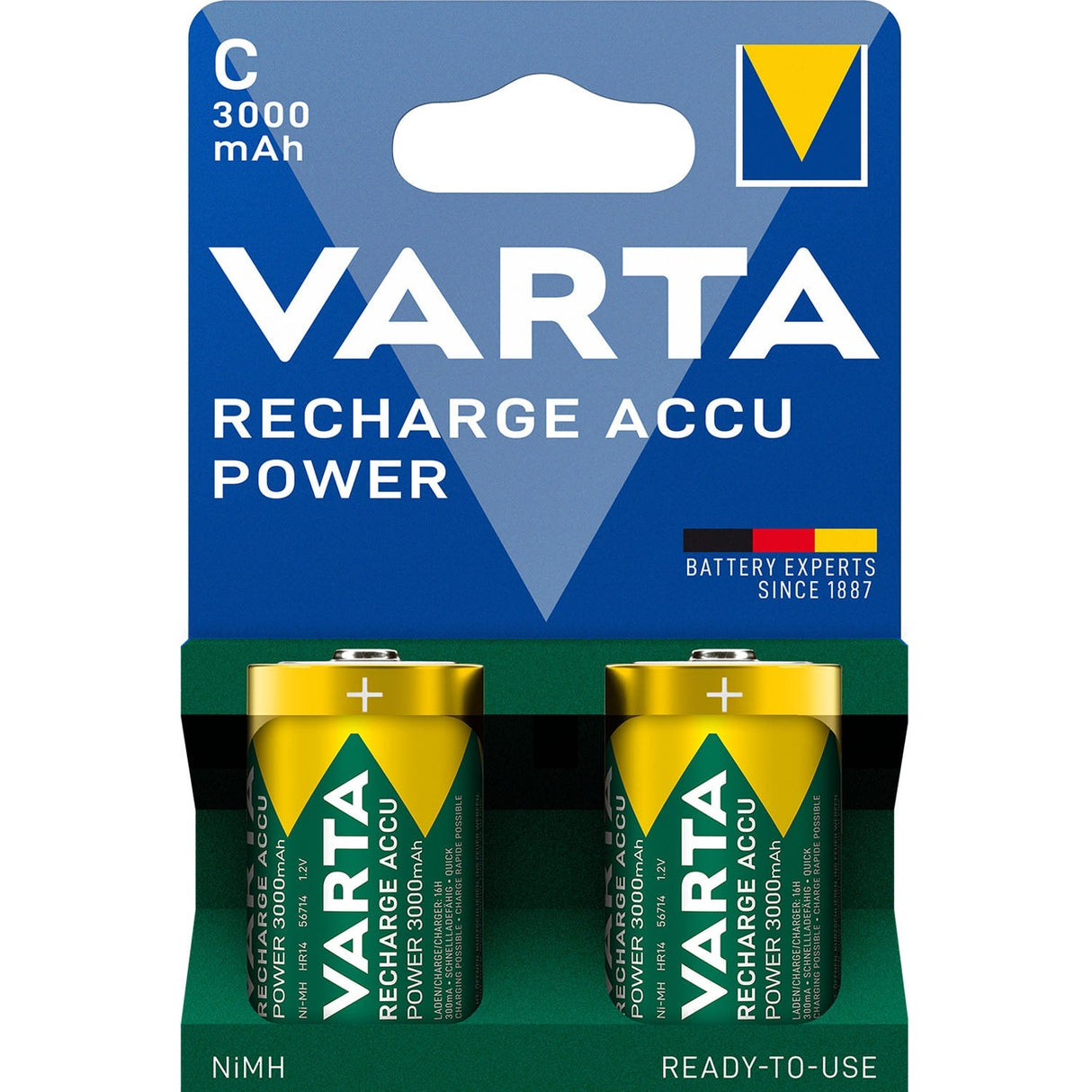 Varta Laddningsbart Batteri C / Lr14 3000 Mah 2-Pack