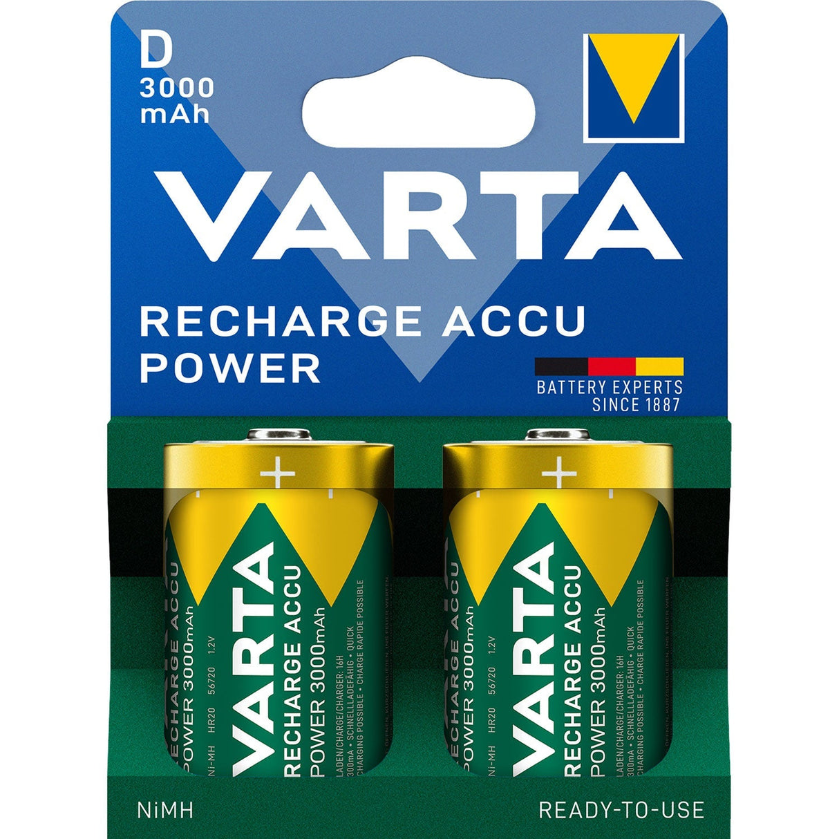 Varta Laddningsbart Batteri D / LR20 3000 Mah 2-Pack