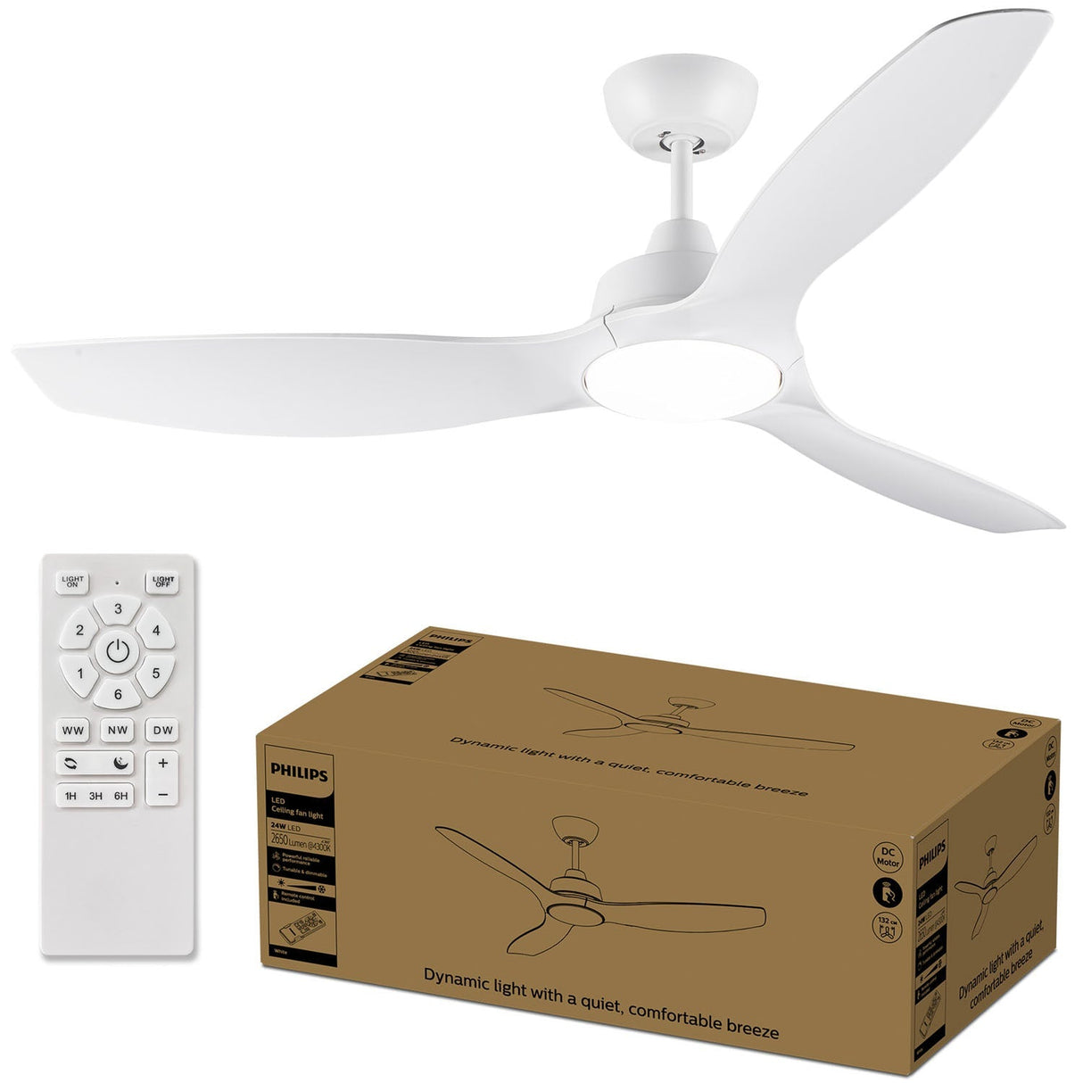 Philips Takfläktslampa Ø135 Cm 35W / 24W Justerbart Vitt Ljus