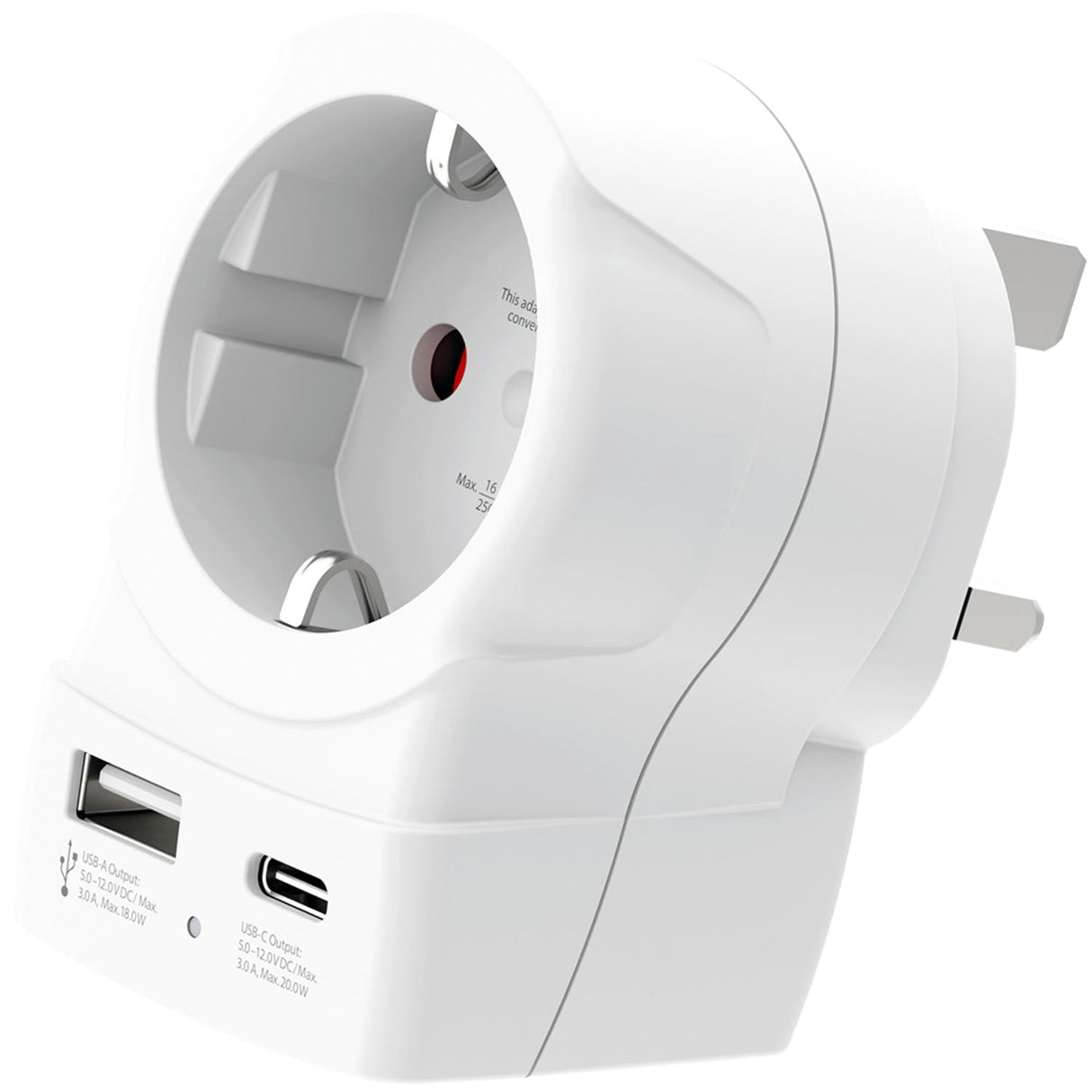Skross Reseadapter Europa Till Uk M.Fl. Usb-A/Usb-C 20W Pd Jordad