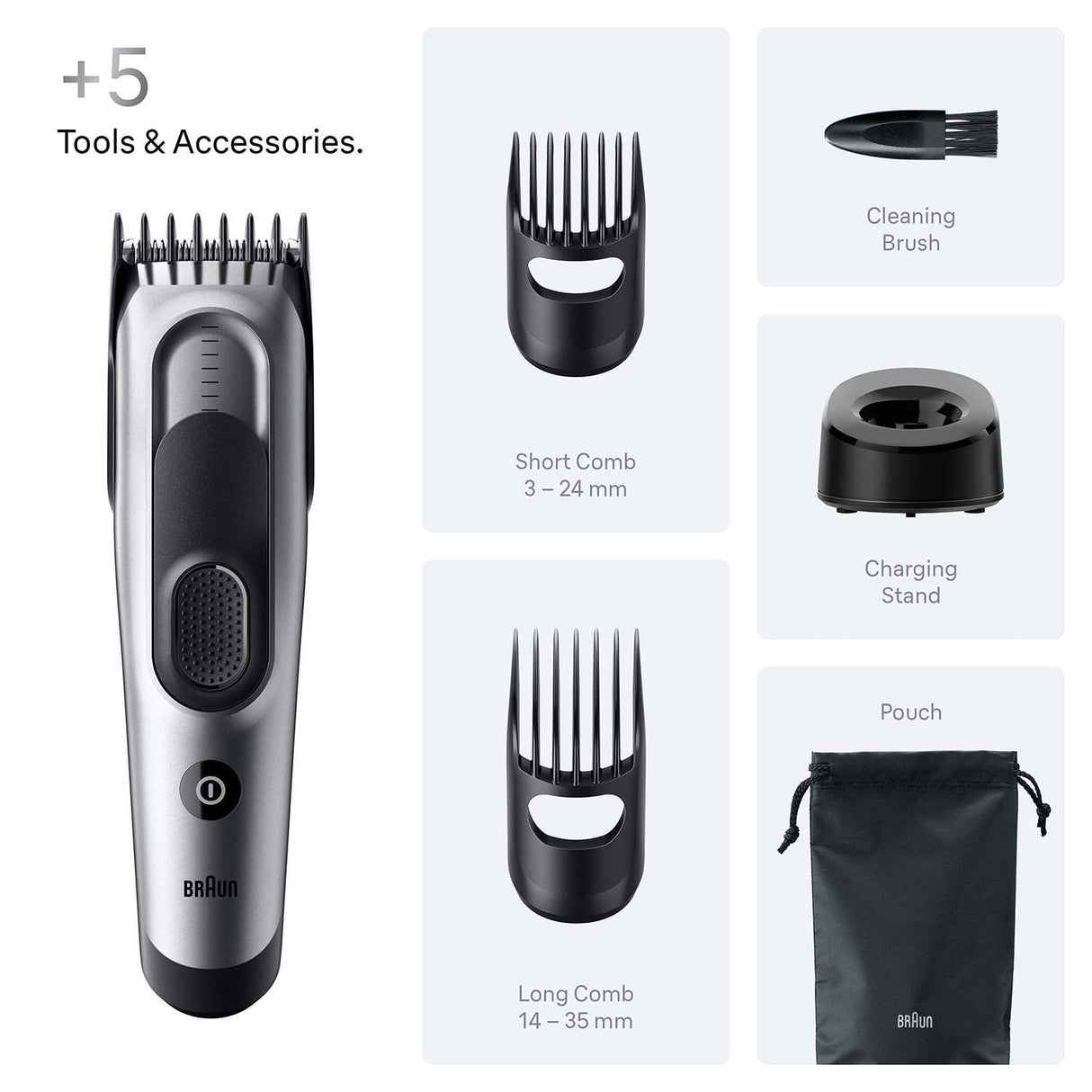 Braun Hårklippare Series 7 +5 Stylingverktyg HC 7590 Black / Spc Grey