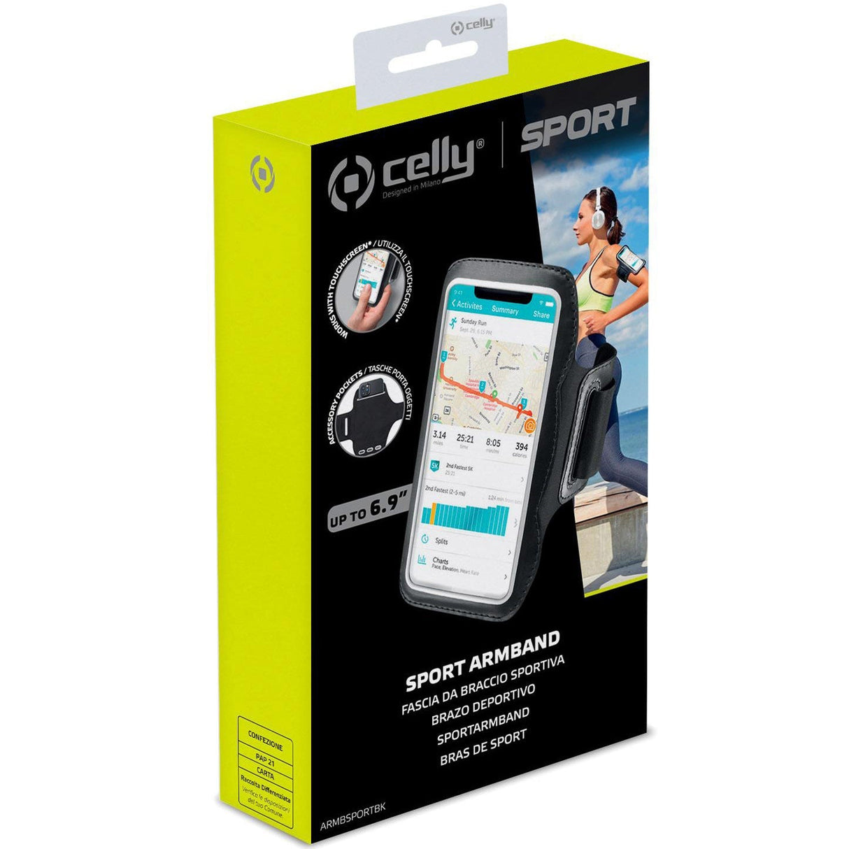 Celly Sportarmband max 6,9" Svart