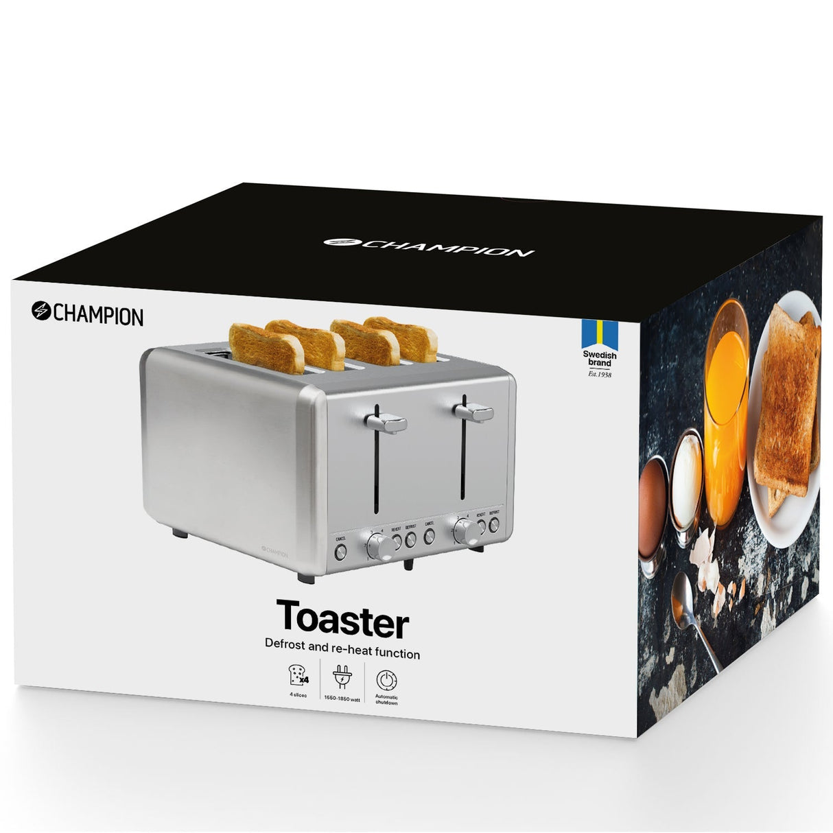 Champion Brödrost 4 Skivor 1000W BR420 Rostfri