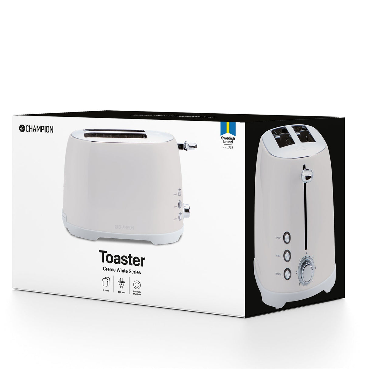Champion Brödrost 2 Skivor 800W BR610 Creme Series - White