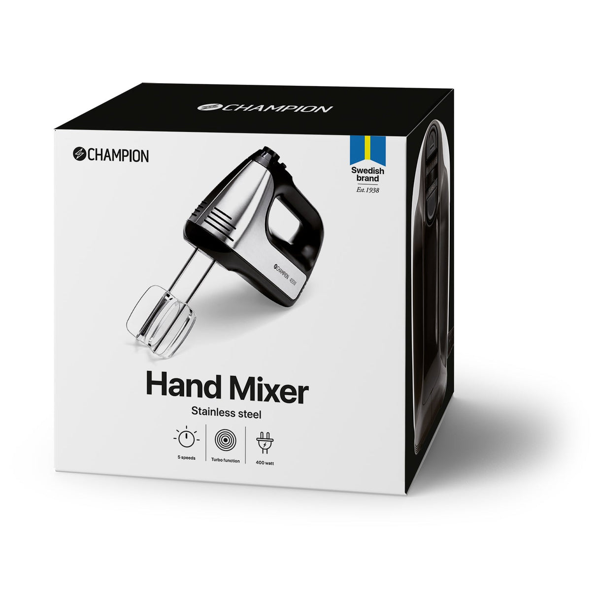 Champion Elvisp 400W 5-Hastigheter + Turbo EV400 /rostfri - Svart