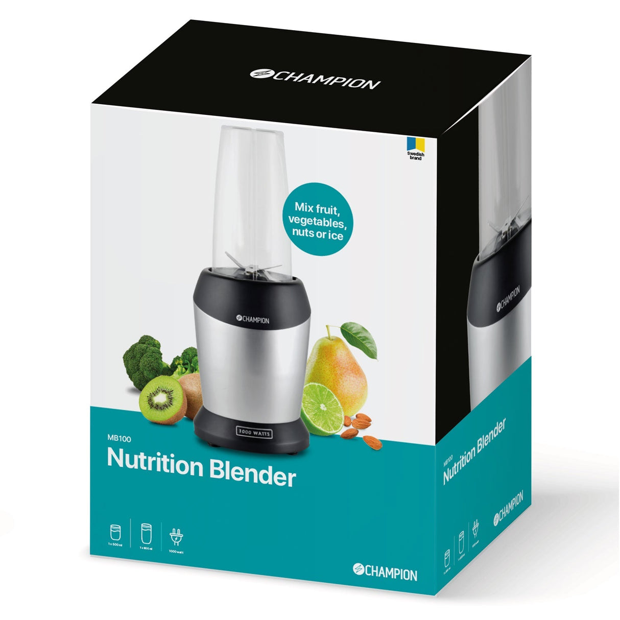 Champion Nutrition Blender 1000W MB100 /silver - Svart