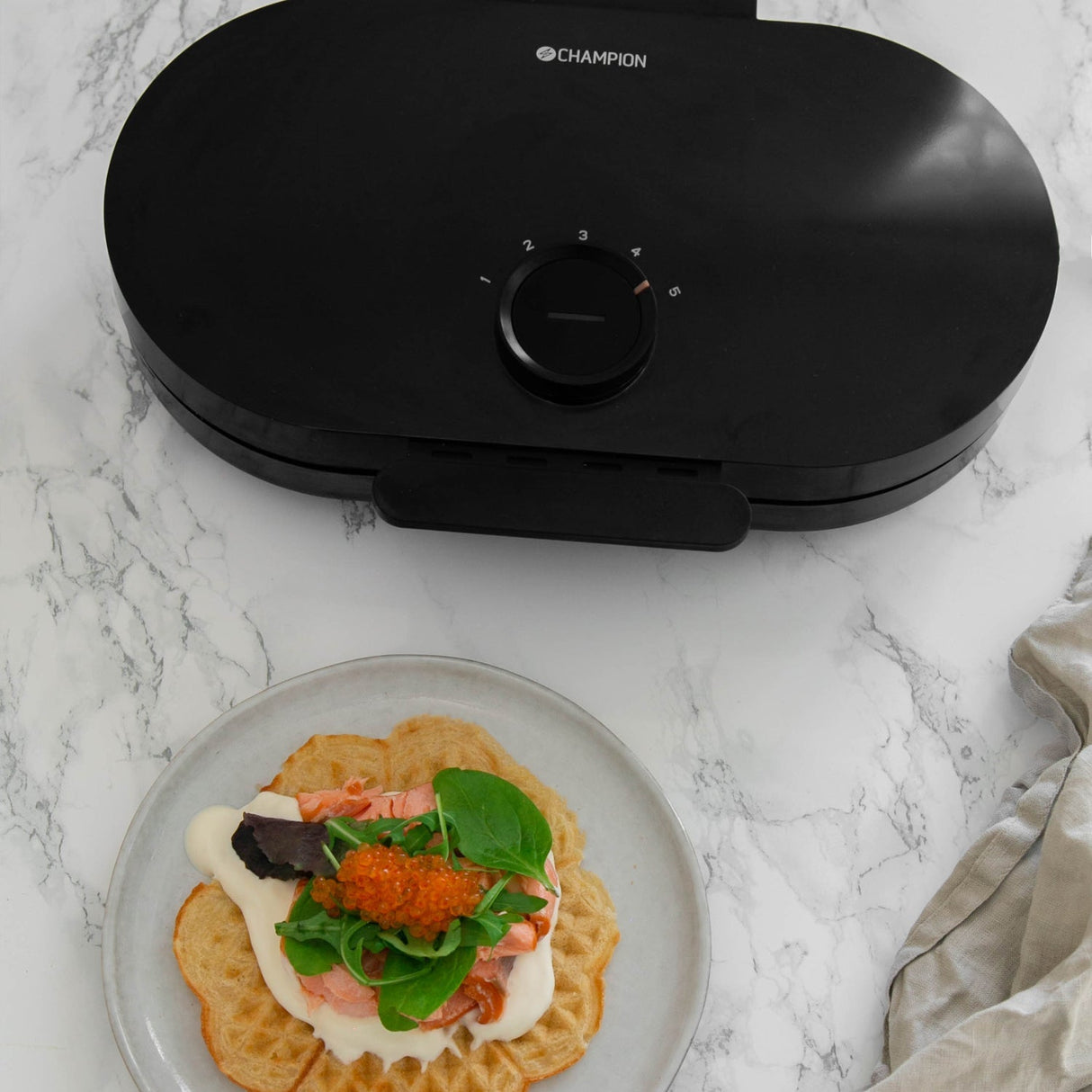 Champion Våffeljärn Dubbelt 1600W VJ600 - Svart