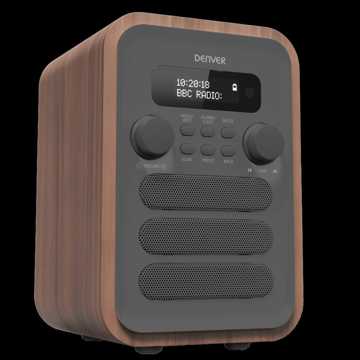 Denver Radio DAB+/FM Bluetooth Trä/grå DAB-48GR Trä/Grafitgrå