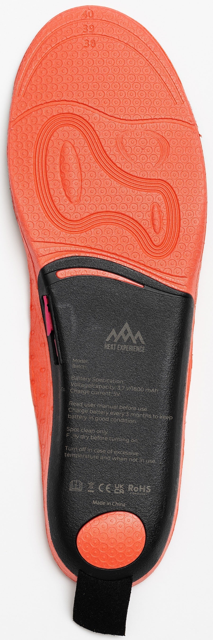Heat Experience Heated Remote Insoles V2 XL – Värmesulor Röd EU44–46