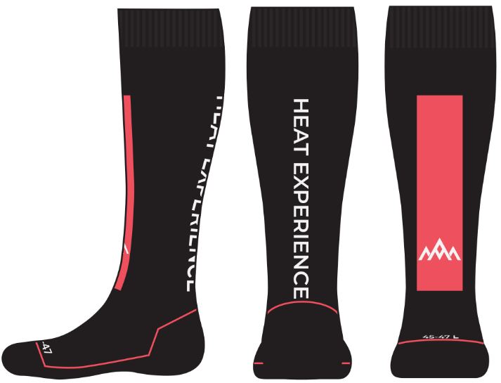 Heat Experience Heated Technical Socks L – Värmestrumpor Röd/svart EU43–45, inkl batteri