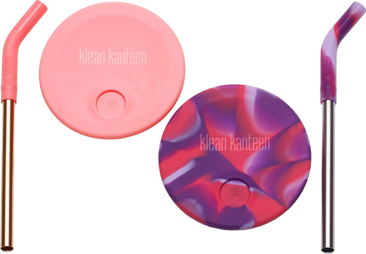 Klean Kanteen Kid Cup Sugrörslock 2-Pack i Rosa Tie Dye för Kid Cup