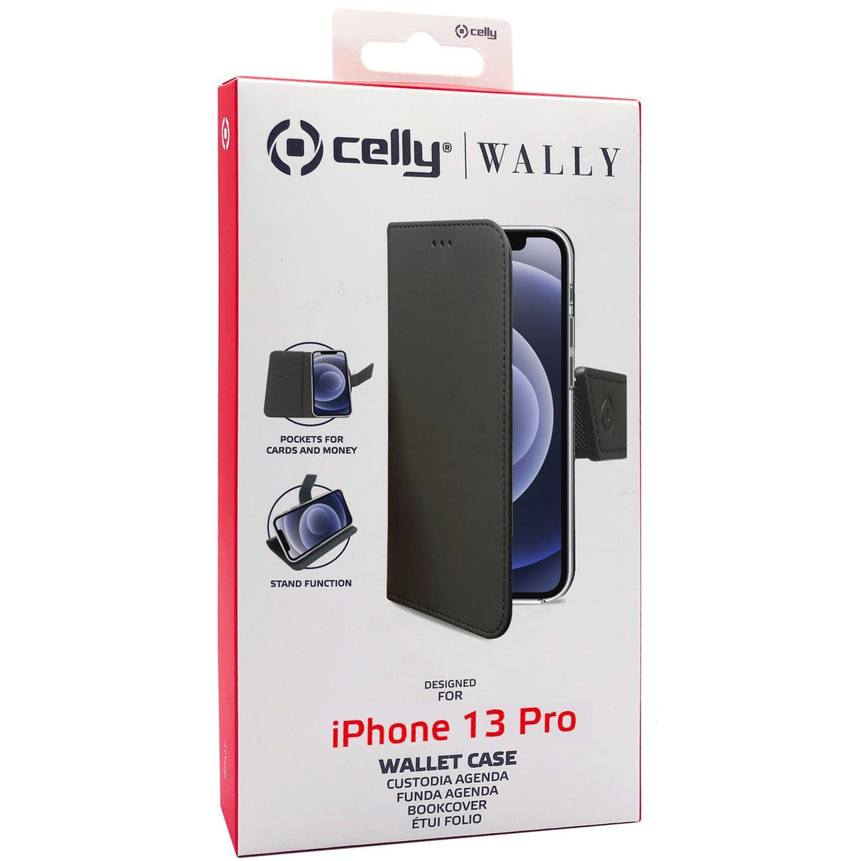 Celly Wallet Case iPhone 13 Pro Svart