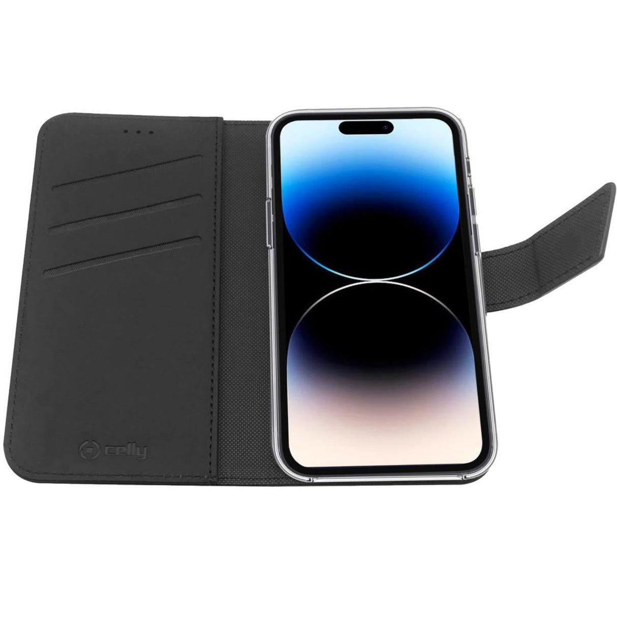 Celly Wallet Case iPhone 14 Pro Svart