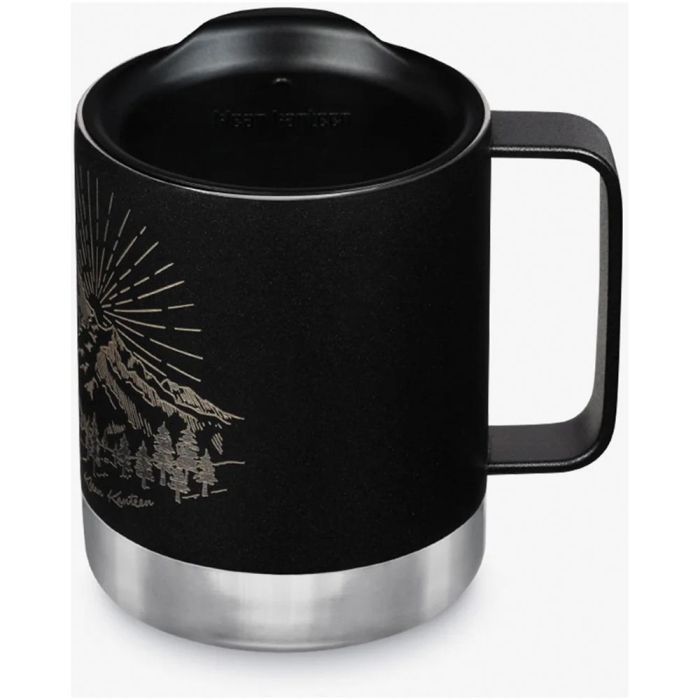 Klean Kanteen Camp Mug Svart Kaffemugg med Bergsmotiv i Rostfritt Stål 355 ml (tumbler Lid) – Mountain Black