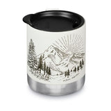 Klean Kanteen Camp Mug Vit Kaffemugg med Bergsmotiv i Rostfritt Stål 355 ml (tumbler Lid) – Mountain Matte White