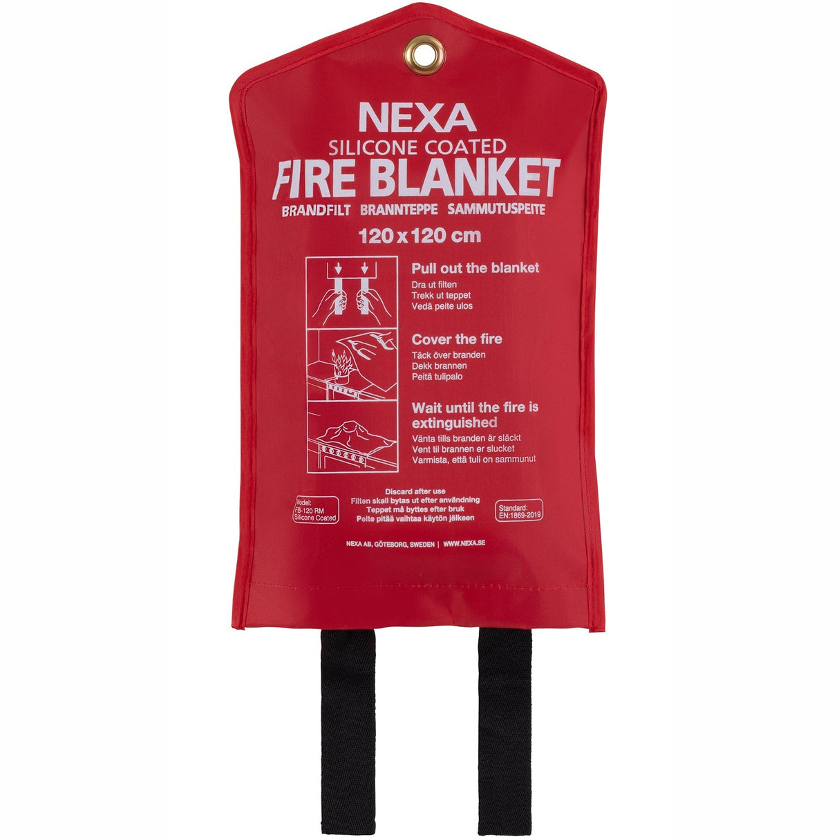 Nexa FB-120 RM Brandfilt Silikon Röd 120x120 cm