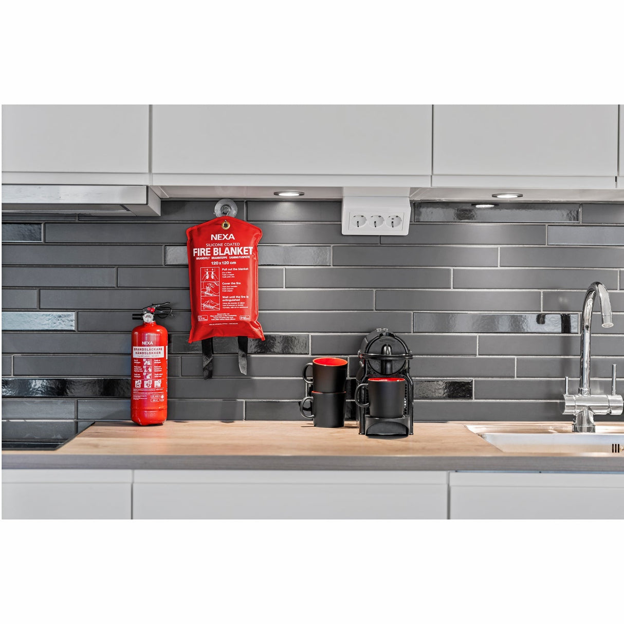 Nexa FB-120 RM Brandfilt Silikon Röd 120x120 cm