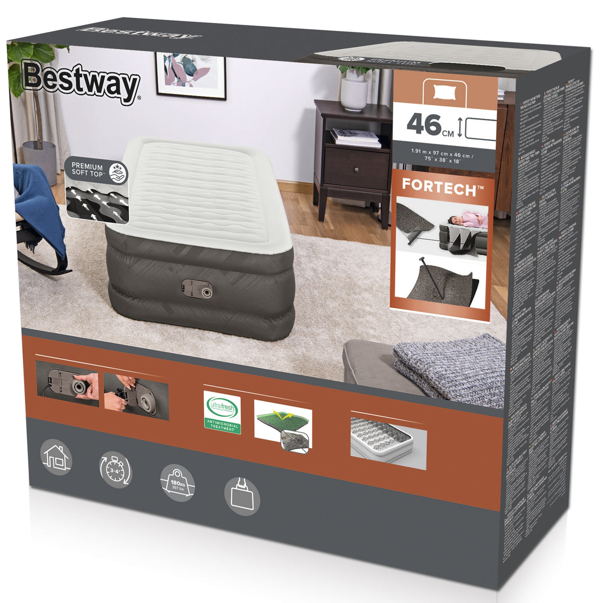 Bestway Fortech Luftmadrass 1.91m x 0.97m x 46cm