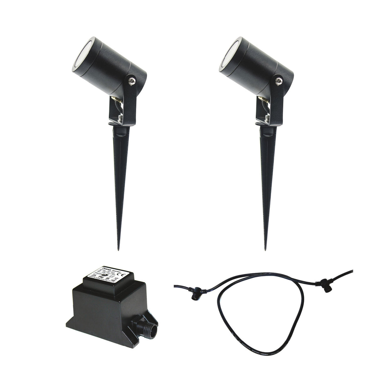 LightsOn Luna Startpaket 2 x Trädgårdsspot - Svart