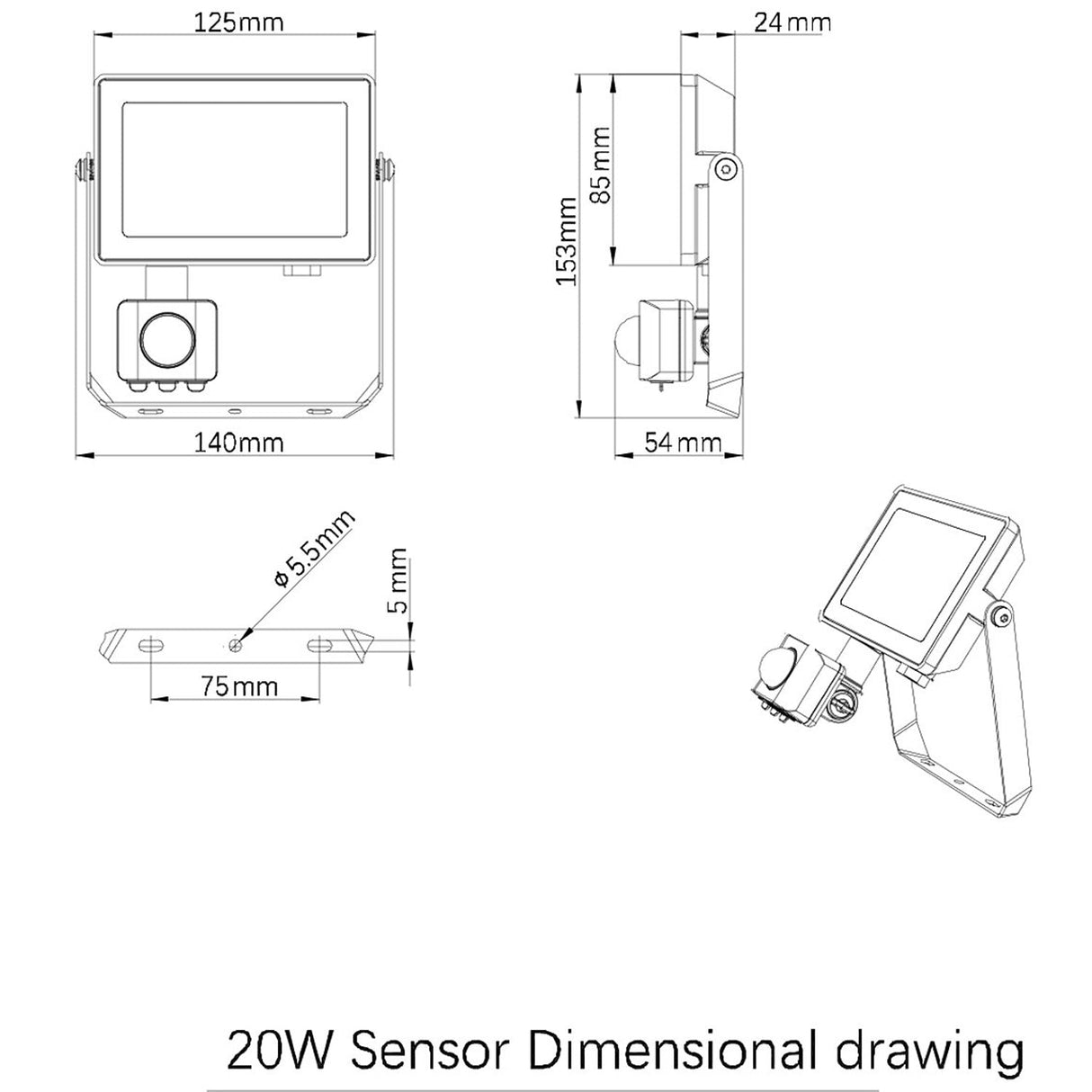 Philips ProjectLine Strålkastare 20W 1800lm Sensor