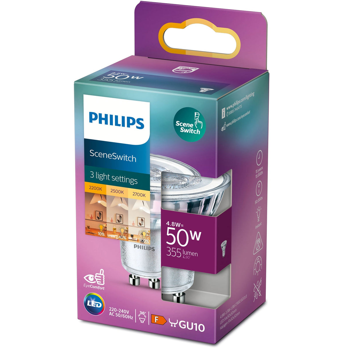 Philips LED SceneSwitch GU10 10-40-100% 50W 355lm