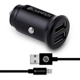 Champion Billaddare 24W + USB-A till Lightning Kabel Svart