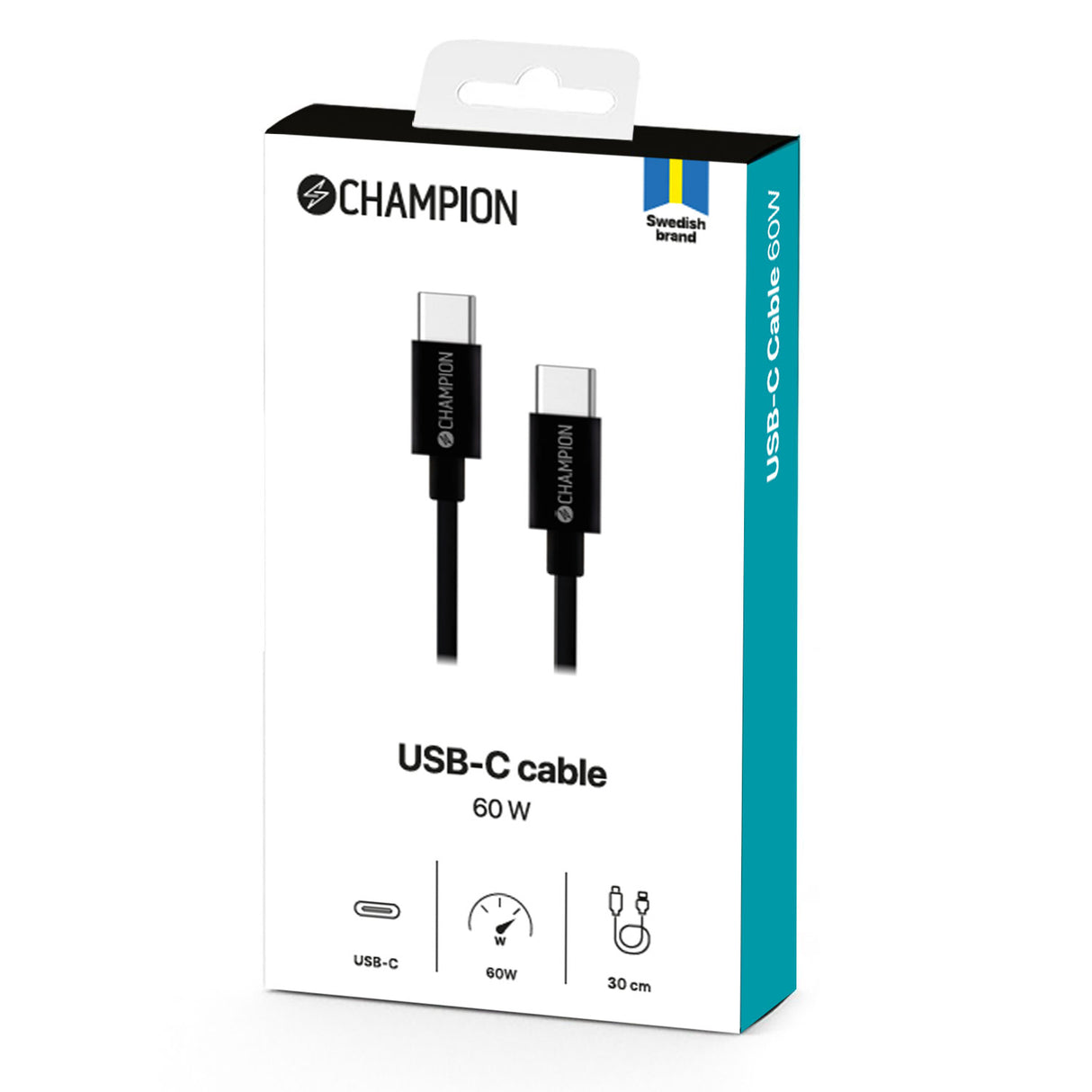 Champion USB-C Kabel 30cm - Svart