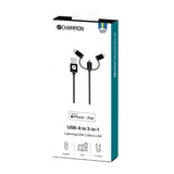 Champion USB-A till Lightning, USB-C och Micro-USB 1,5m - Svart