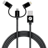 Champion USB-A till Lightning, USB-C och Micro-USB 1,5m - Svart