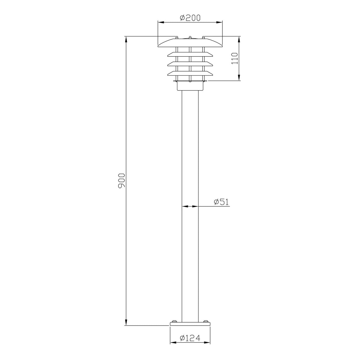 LightsOn Saturnus Pollare 90cm - Svart