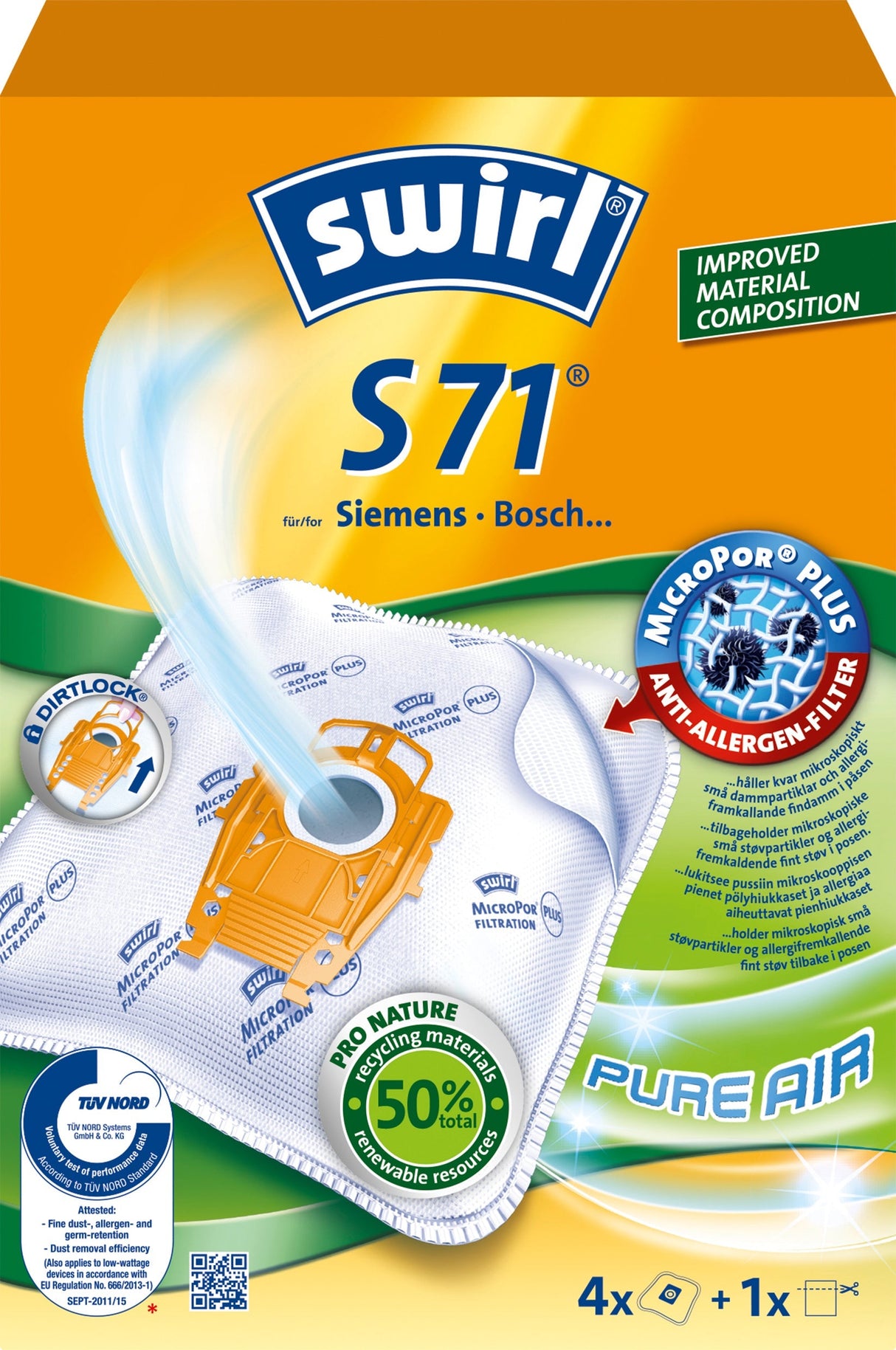 Swirl Dammsugarpåsar S71 OBS 3X4ST 3ST DFP