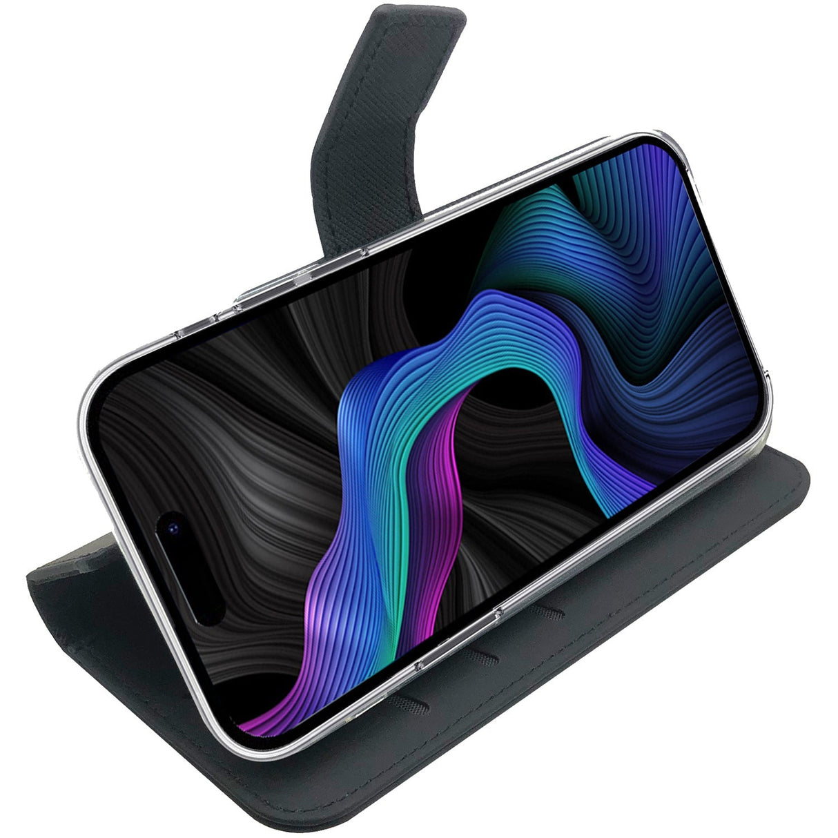 Celly Wally Wallet Case iPhone 15 Svart