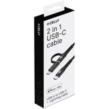 Celly 2-i-1-kabel USB-C - USB-C/Lightning 60W 1m Svart