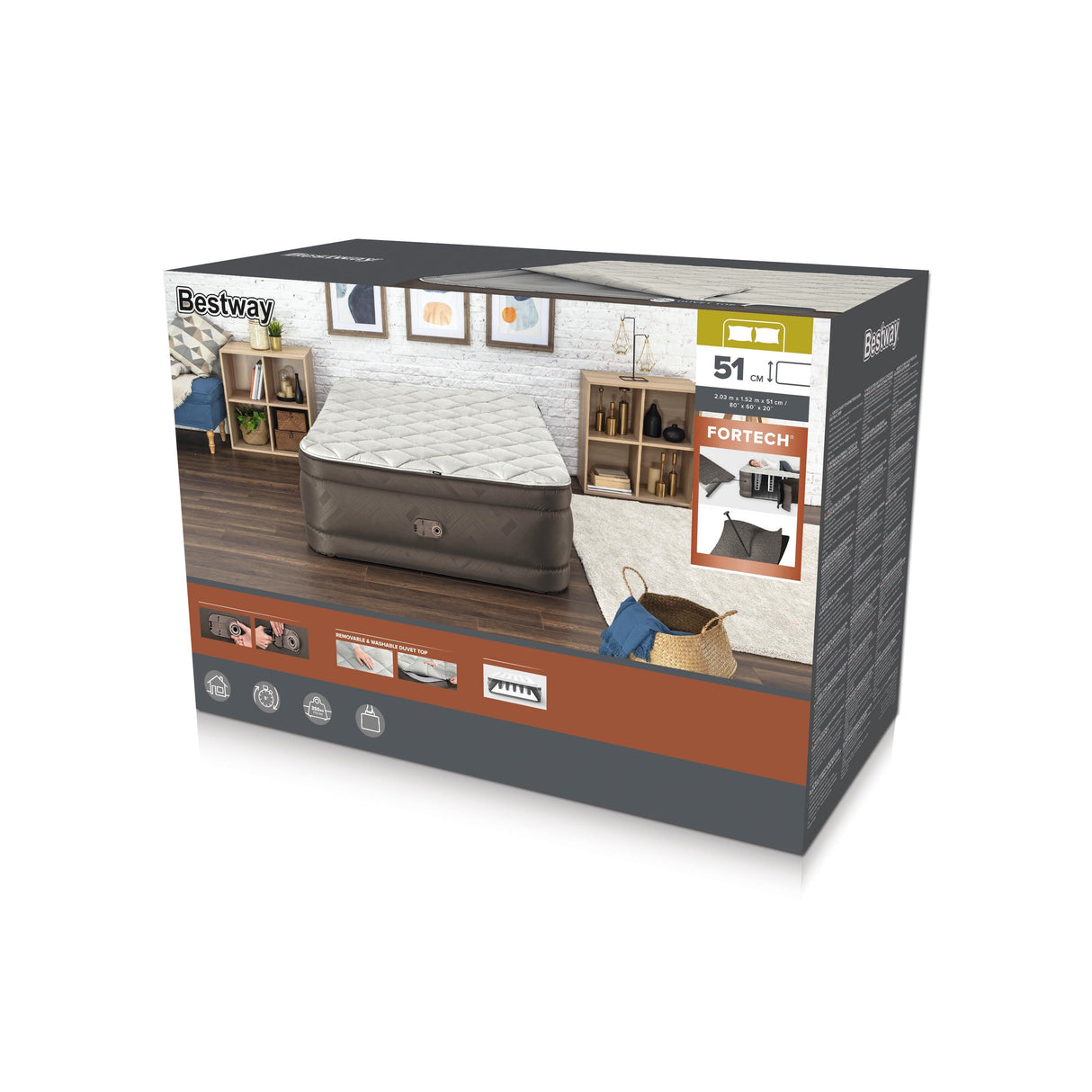 Bestway Fortech Luftmadrass 2.03 X 1.52 X 51Cm