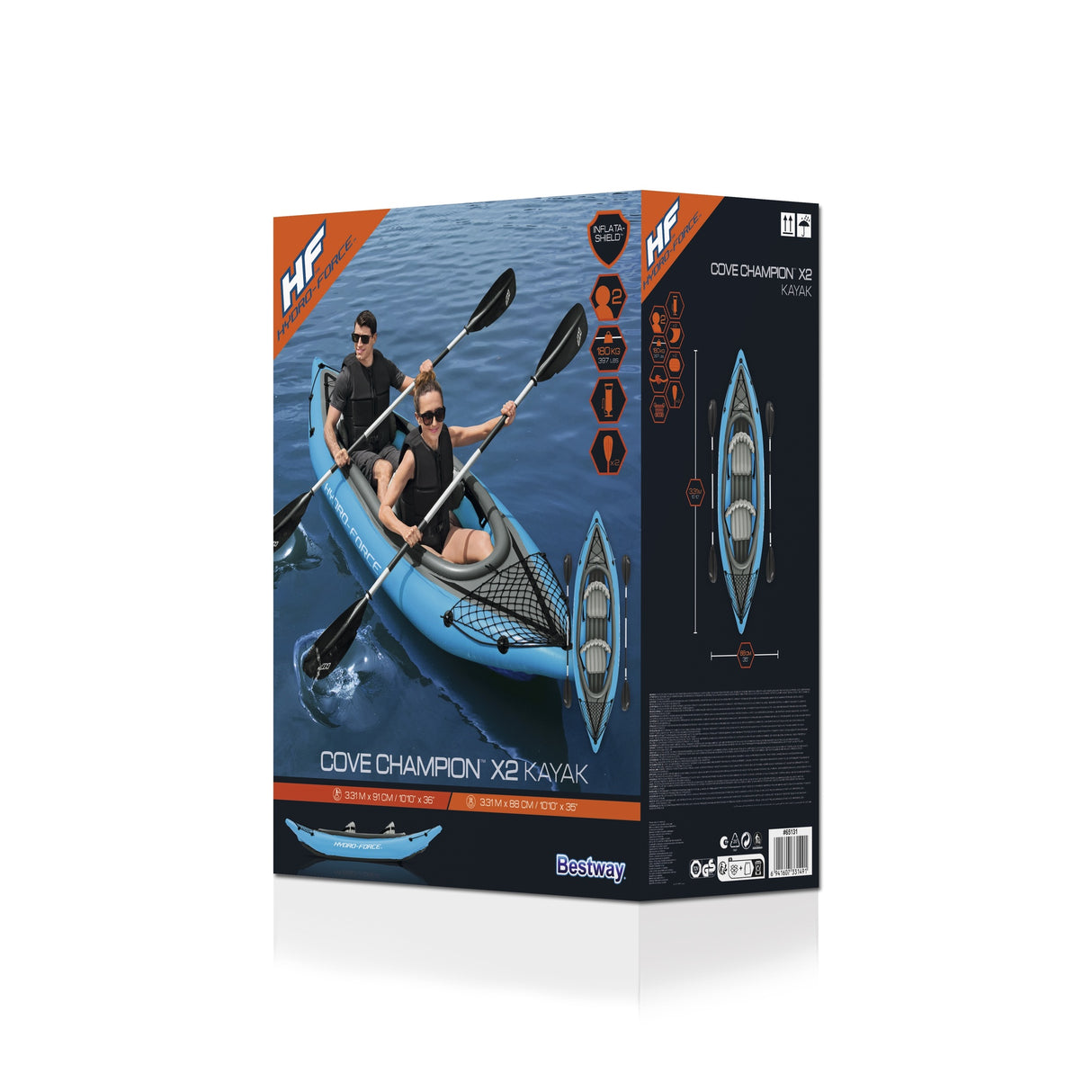 Bestway Hydro-Force Cove Champion X2 – Blå (Uppblåsbar Kajak för 2 Personer)