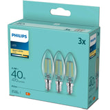 Philips 3-Pack Led E14 Kron 4,3W (40W) Klar 470Lm