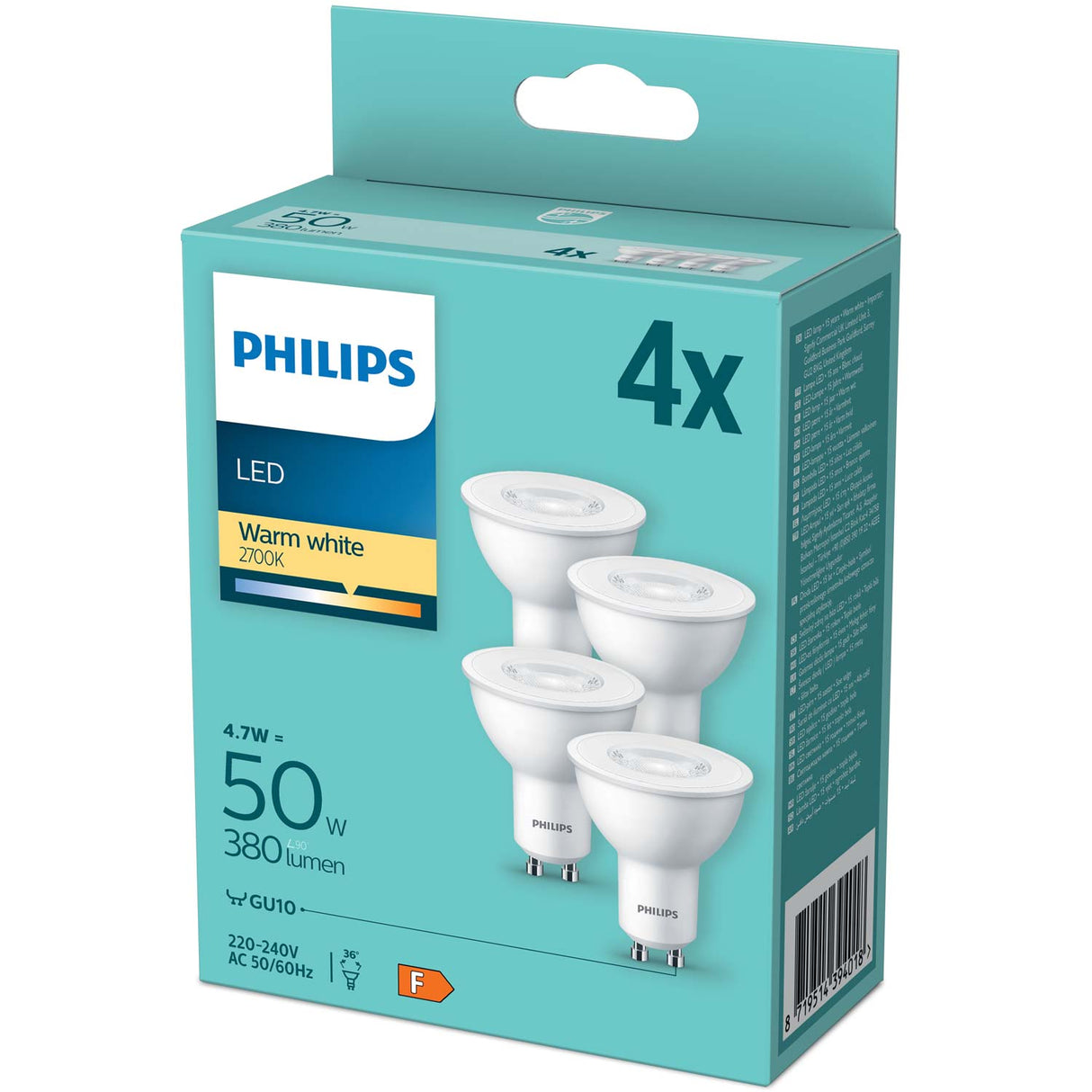 Philips 4-Pack Led Gu10 4,6W (50W) 380Lm