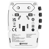 SKROSS Världsreseladdare AC65PD World USB-A+USB-C PD 65W Jordad