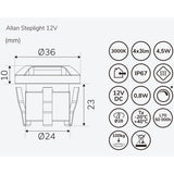 Llitt Allan Steplight kit 4-pack inkl strömadapter 12V 3000K 5lm IP67