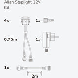 Llitt Allan Steplight kit 4-pack inkl strömadapter 12V 3000K 5lm IP67